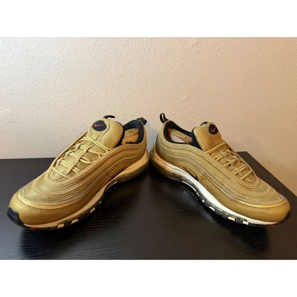 Men's Nike Air Max 97 OG Metallic Gold Golden Bullet Shoes Size 12 (DM0028-700)